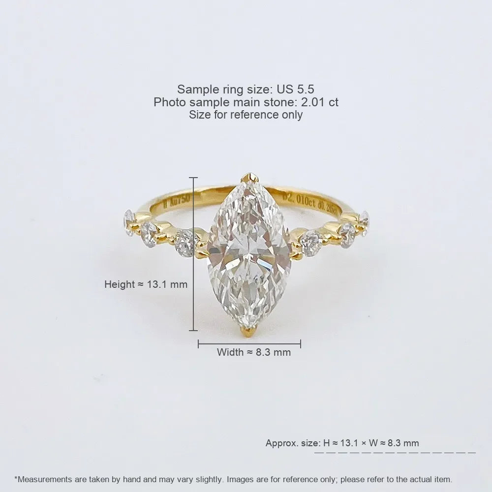 2.01 ct Stackable Marquise-Cut Lab-Grown Diamond Ring in 18K Yellow Gold