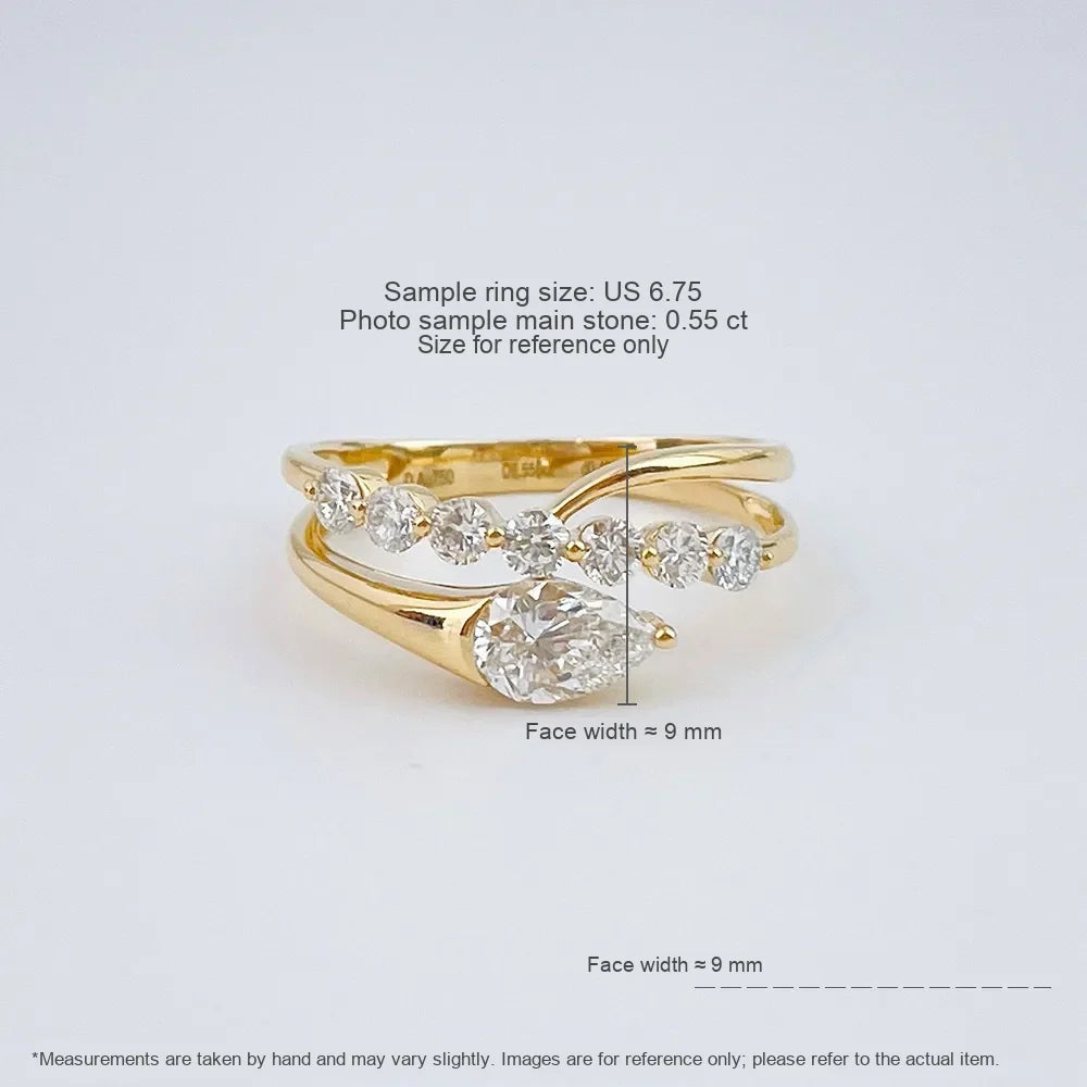 0.56 ct Vintage Pear-Cut Lab-Grown Diamond Ring in 18K Yellow Gold – APYFR0452-Y