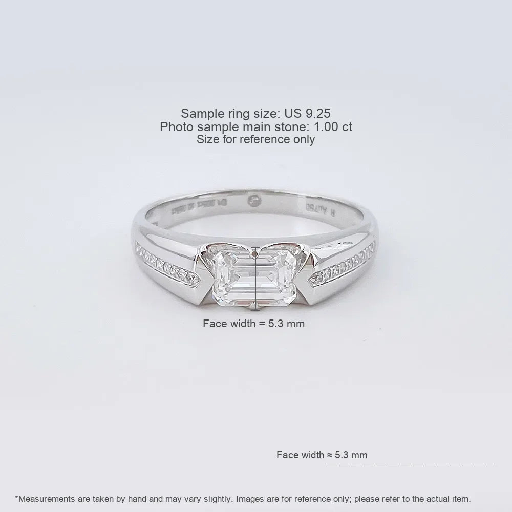 1 ct Minimalist Emerald-Cut Lab-Grown Diamond Ring in 18K White Gold – APYMR0002-W