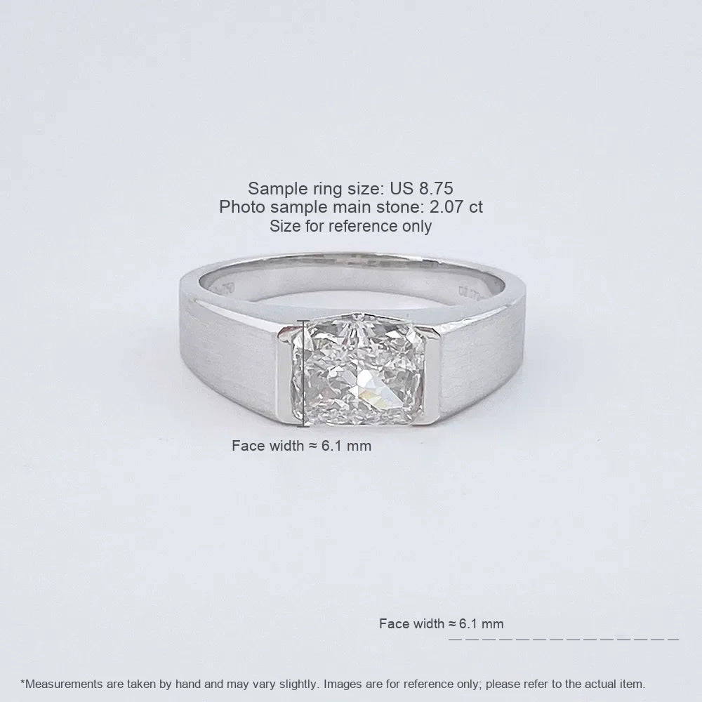 2.07 ct Minimalist Princess-Cut Lab-Grown Diamond Ring in 18K White Gold – APYMR0003-W