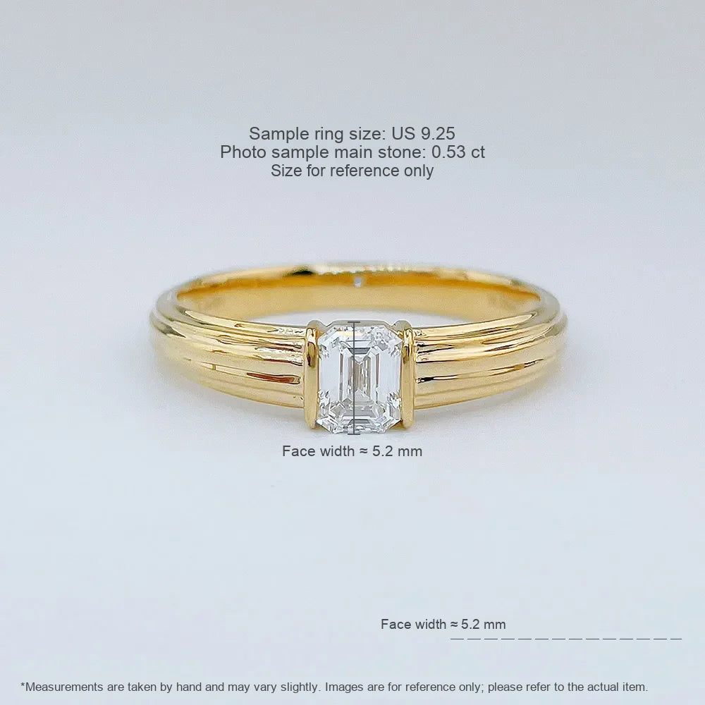 0.54 ct Vintage Emerald-Cut Lab-Grown Diamond Ring in 18K Yellow Gold