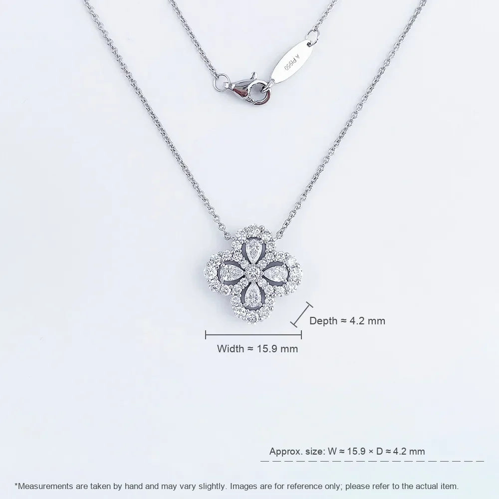 1.17 ctw Four-Leaf Clover Adjustable Mixed-Cut Lab-Grown Diamond Necklace in PT950 Platinum