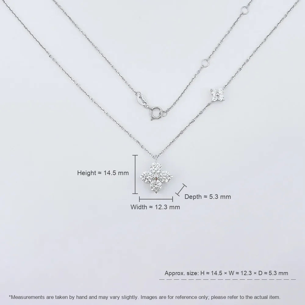 1.52 ctw Four-Leaf Clover Mixed-Cut Lab-Grown Diamond Necklace in PT950 Platinum