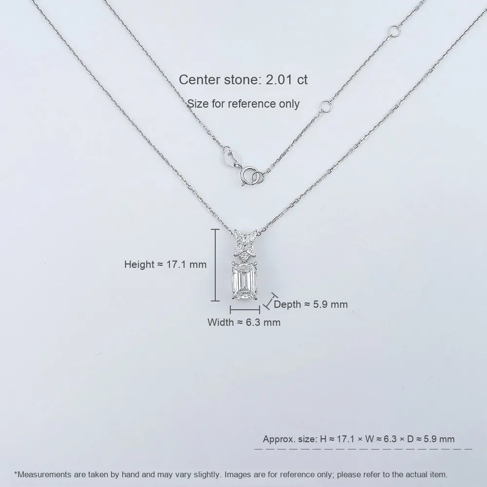 2.03 ct Butterfly Adjustable Emerald-Cut Lab-Grown Diamond Necklace in 18K White Gold