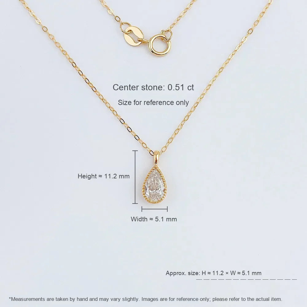 0.54 ct Minimalist Pear-Cut Lab-Grown Diamond Necklace in 18K Yellow Gold