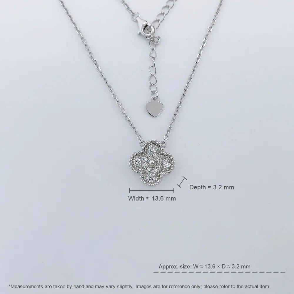 0.4 ctw Four-Leaf Clover Round-Cut Lab-Grown Diamond Necklace in 925 Sterling Silver – APYN0082-S