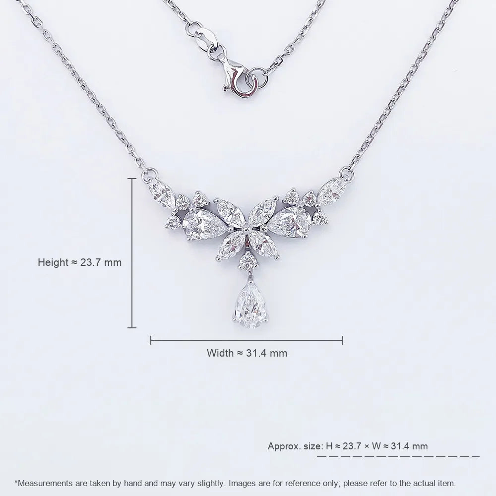 3.16 ctw Floral Cluster Pear-Cut Lab-Grown Diamond Necklace in PT950 Platinum