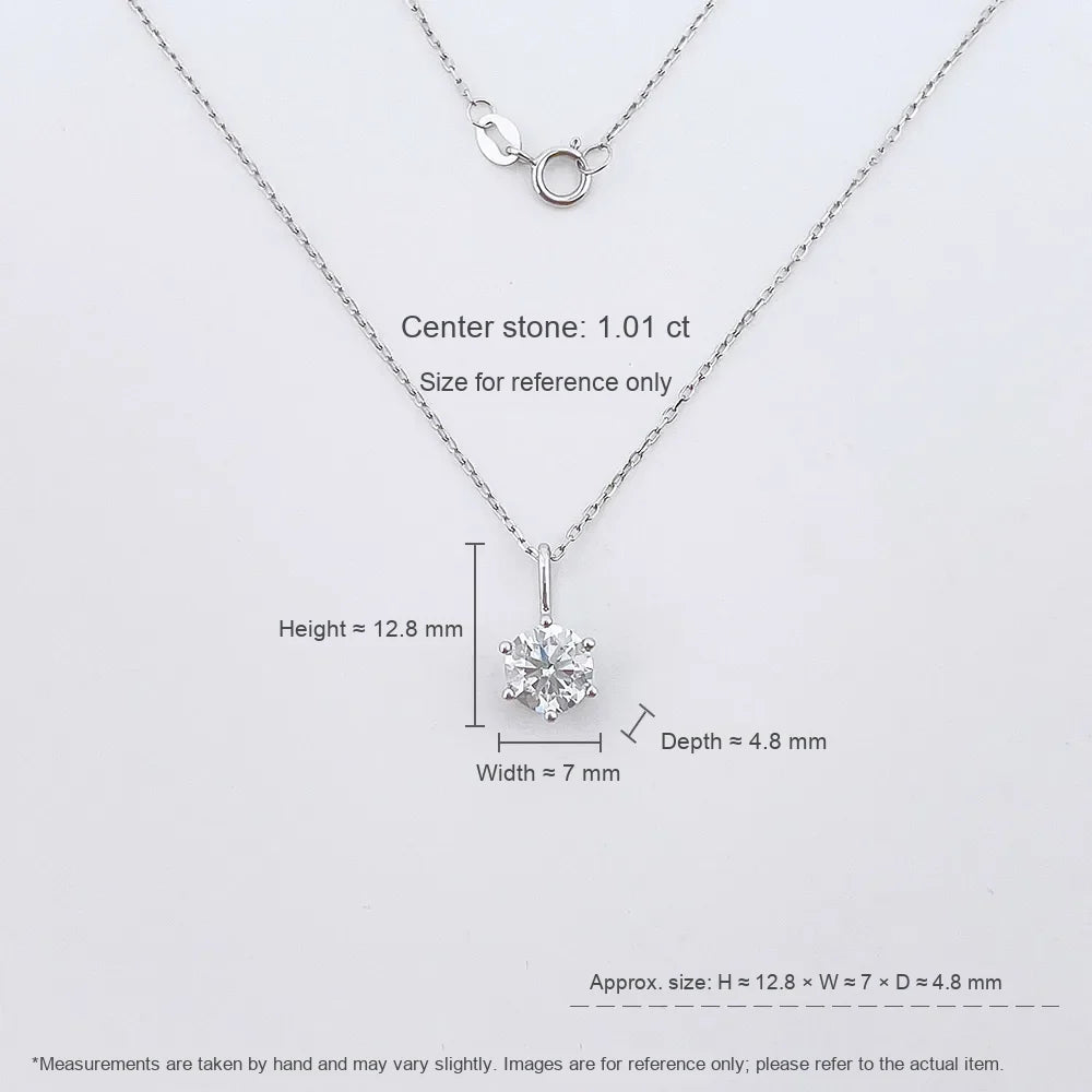 1 ct Minimalist Six-Prong Round-Cut Lab-Grown Diamond Necklace in 18K White Gold – APYN0102-W