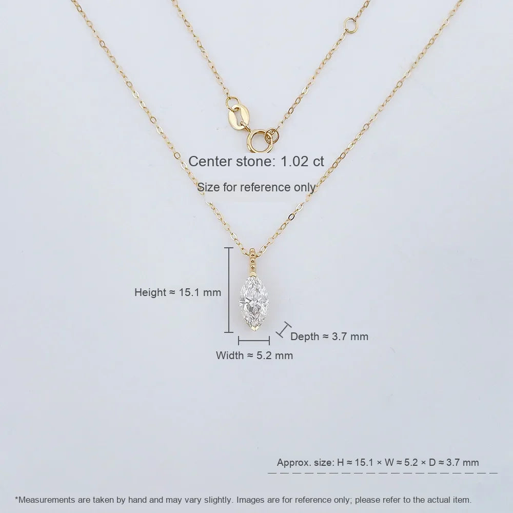 1.07 ct Minimalist Marquise-Cut Lab-Grown Diamond Necklace in 18K Yellow Gold – APYN0125-Y