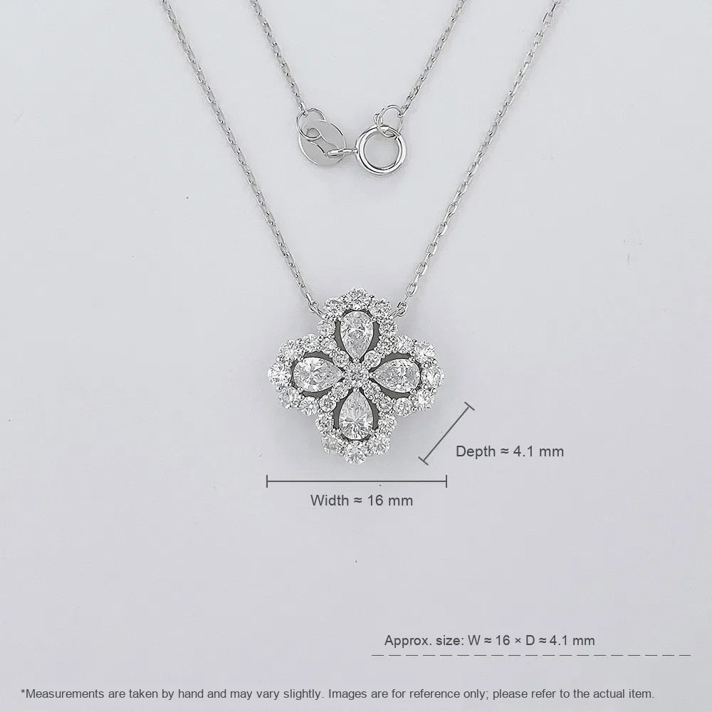 1.19 ctw Four-Leaf Clover Mixed-Cut Lab-Grown Diamond Necklace in 18K White Gold – APYN0127-W