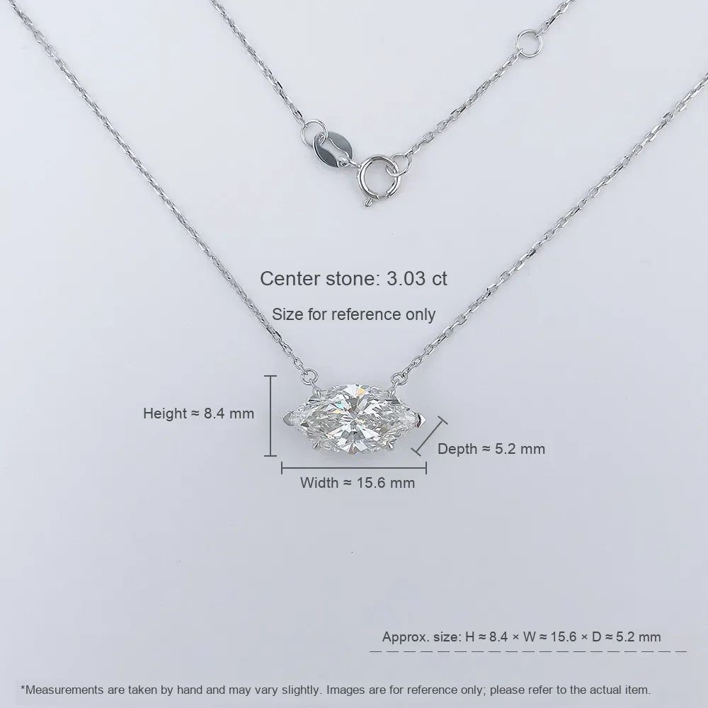 3.03 ct Minimalist Marquise-Cut Lab-Grown Diamond Necklace in 18K White Gold