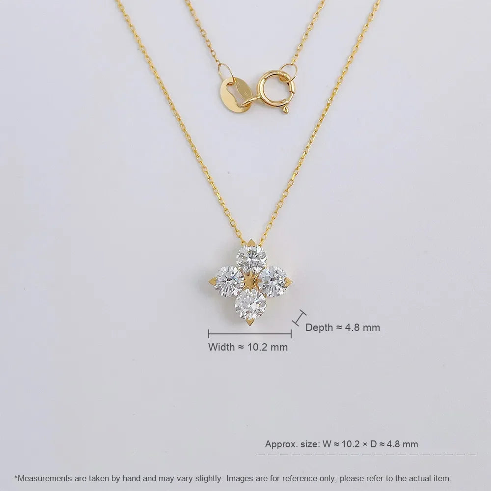 0.81 ctw Four-Leaf Clover Mixed-Cut Lab-Grown Diamond Necklace in 18K Yellow Gold