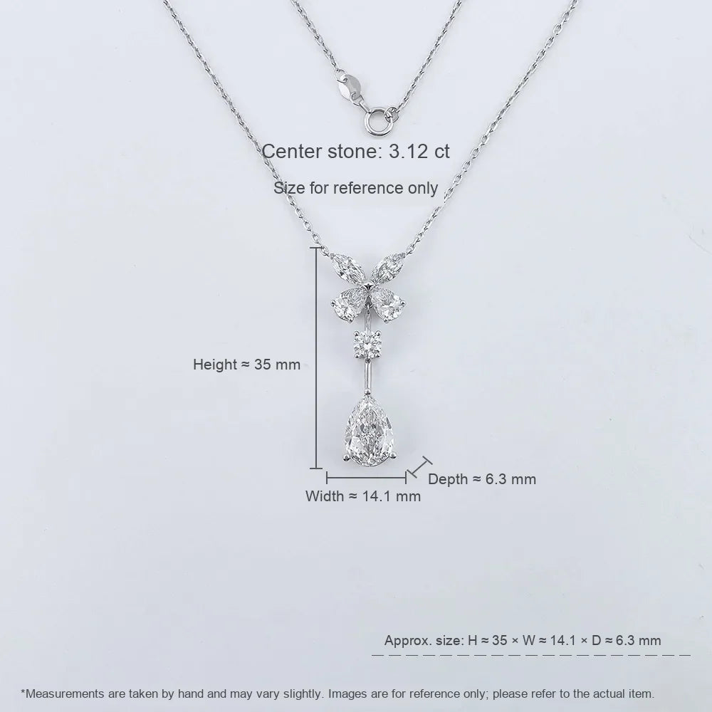 3.08 ct Butterfly Adjustable Pear-Cut Lab-Grown Diamond Necklace in PT950 Platinum