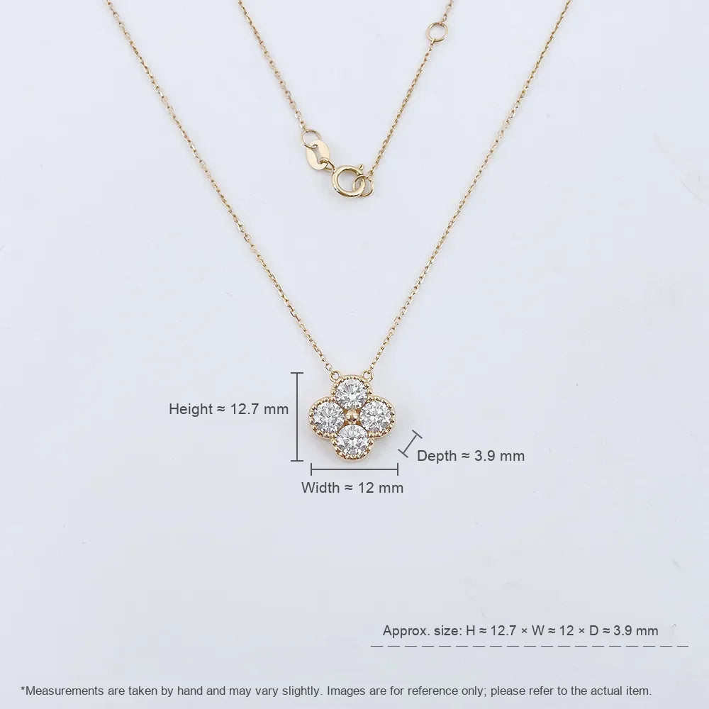 1.27 ctw Four-Leaf Clover Adjustable Round-Cut Lab-Grown Diamond Necklace in 18K Yellow Gold