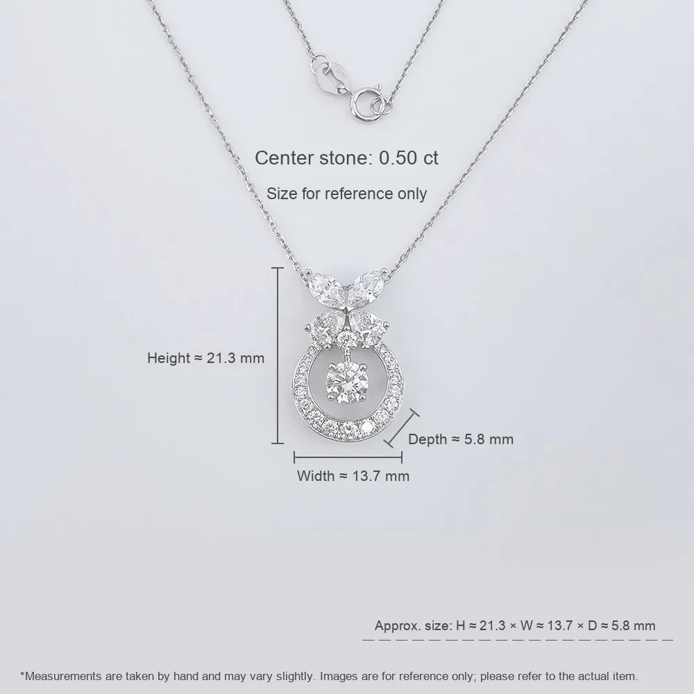 0.55 ct Butterfly Adjustable Round-Cut Lab-Grown Diamond Necklace in 18K White Gold – APYN0169-W