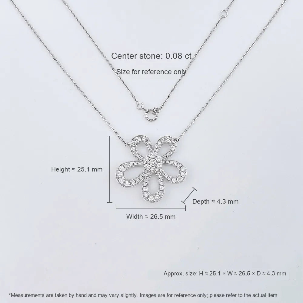1.23 ctw Floral Pavé Round-Cut Lab-Grown Diamond Necklace in 18K White Gold – APYN0175-W