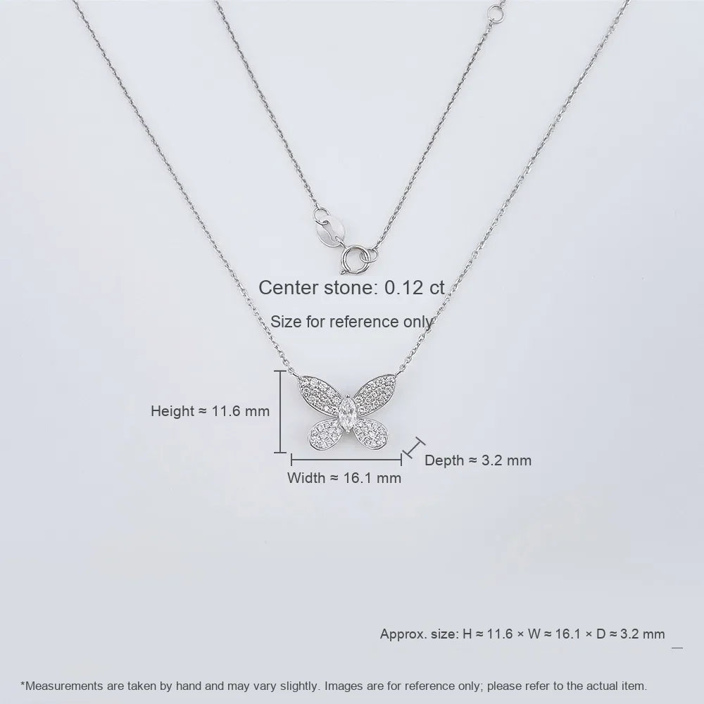 0.12 ct Butterfly Adjustable Mixed-Cut Lab-Grown Diamond Necklace in 18K White Gold – APYN0178-W