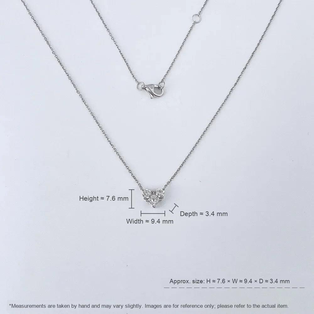 0.49 ctw Heart Adjustable Round-Cut Lab-Grown Diamond Necklace in 18K White Gold