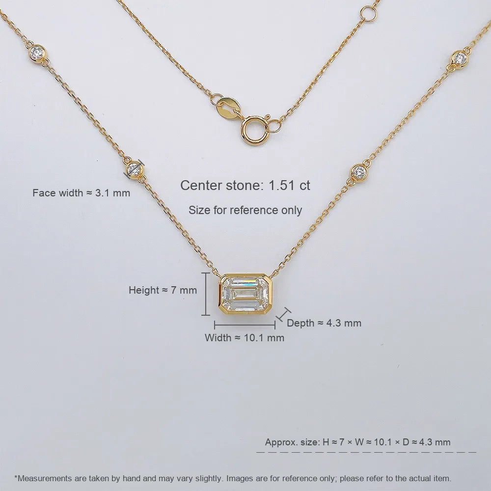 1.54 ct Minimalist Adjustable Emerald-Cut Lab-Grown Diamond Necklace in 18K Yellow Gold