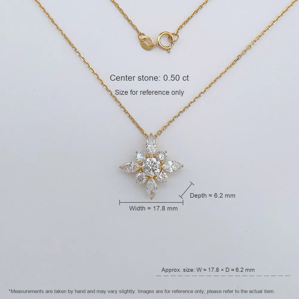 0.54 ct Cross Pavé Mixed-Cut Lab-Grown Diamond Necklace in 18K Yellow Gold