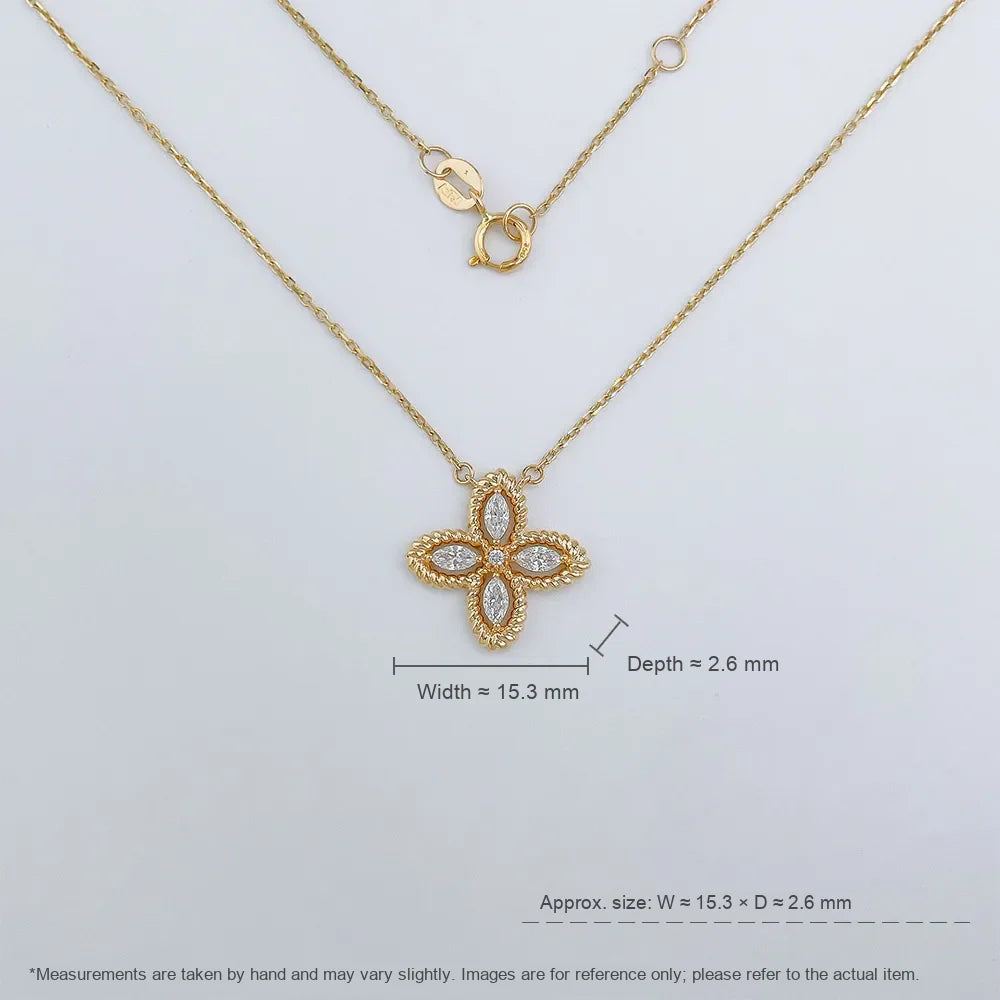 0.27 ctw Four-Leaf Clover Marquise-Cut Lab-Grown Diamond Necklace in 18K Yellow Gold
