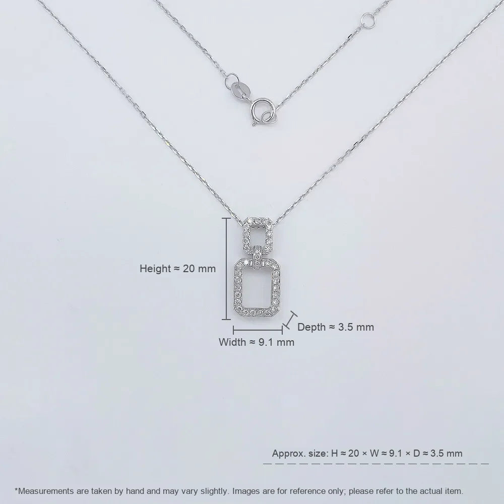 0.32 ctw Geometric Adjustable Round-Cut Lab-Grown Diamond Necklace in 18K White Gold