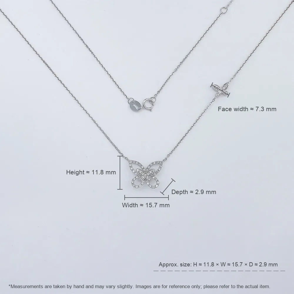0.27 ctw Butterfly Adjustable Round-Cut Lab-Grown Diamond Necklace in 18K White Gold – APYN0248-W