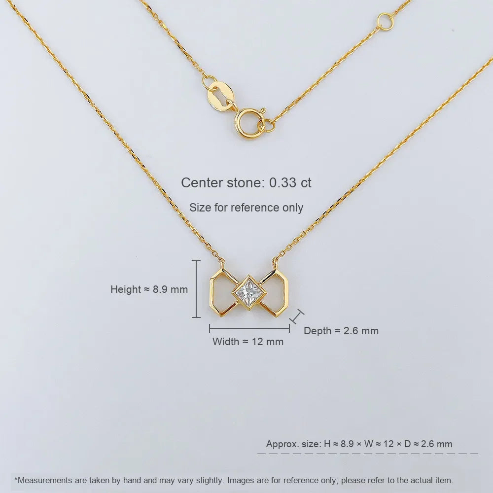 0.33 ct Bow Princess-Cut Lab-Grown Diamond Necklace in 18K Yellow Gold