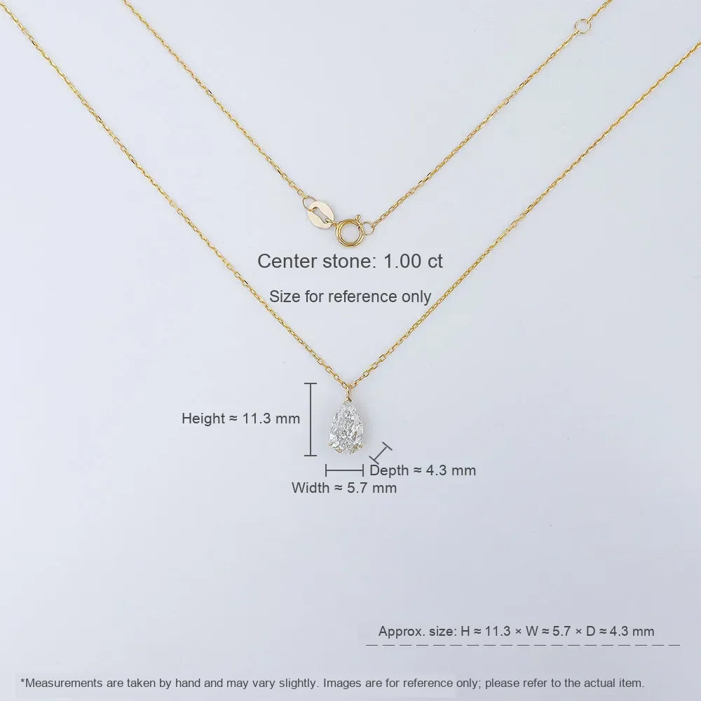 1.02 ct Minimalist Adjustable Pear-Cut Lab-Grown Diamond Necklace in 18K Yellow Gold – APYN0253-Y