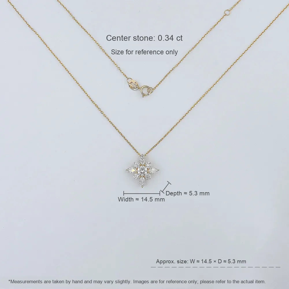 0.57 ctw Snowflake Pavé Mixed-Cut Lab-Grown Diamond Necklace in 18K Yellow Gold