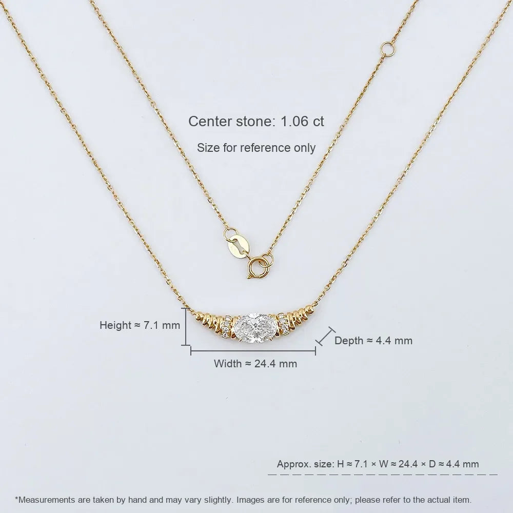 1.06 ct Vintage Adjustable Oval-Cut Lab-Grown Diamond Necklace in 18K Yellow Gold