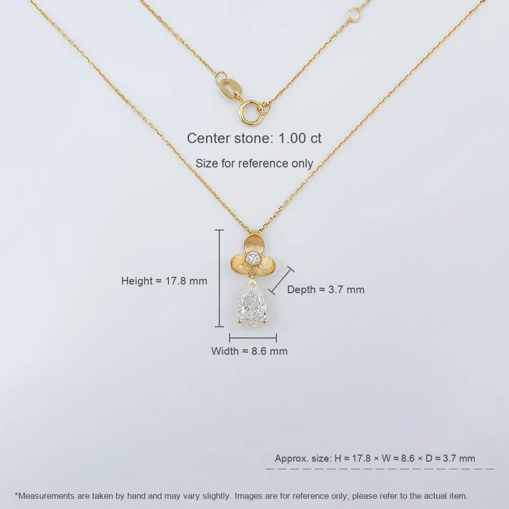 1 ct Floral Adjustable Pear-Cut Lab-Grown Diamond Necklace in 18K Yellow Gold