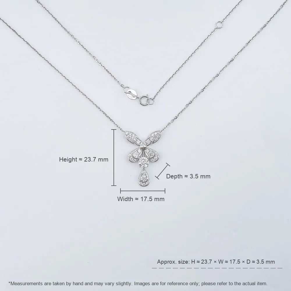 0.33 ct Butterfly Pavé Mixed-Cut Lab-Grown Diamond Necklace in 18K White Gold