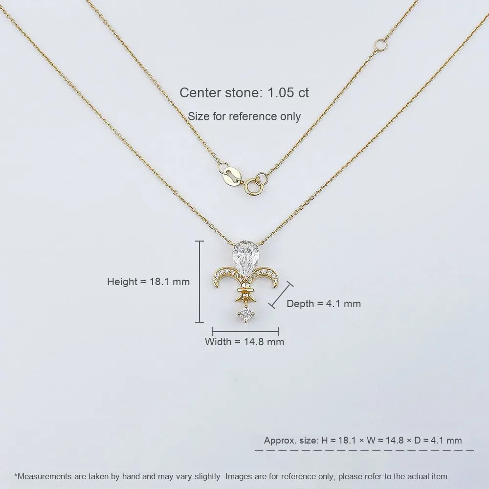 1.06 ct Vintage Adjustable Pear-Cut Lab-Grown Diamond Pendant Necklace in 18K Yellow Gold