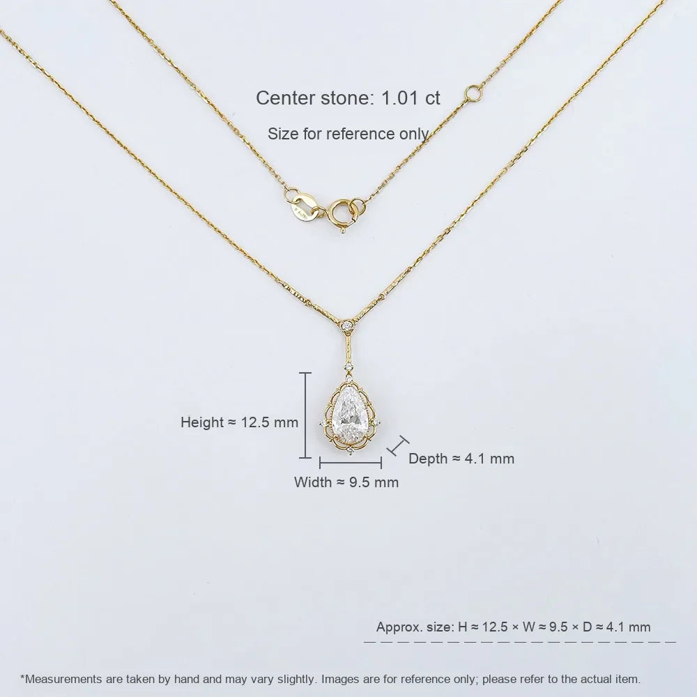 1.06 ct Vintage Adjustable Pear-Cut Lab-Grown Diamond Necklace in 18K Yellow Gold