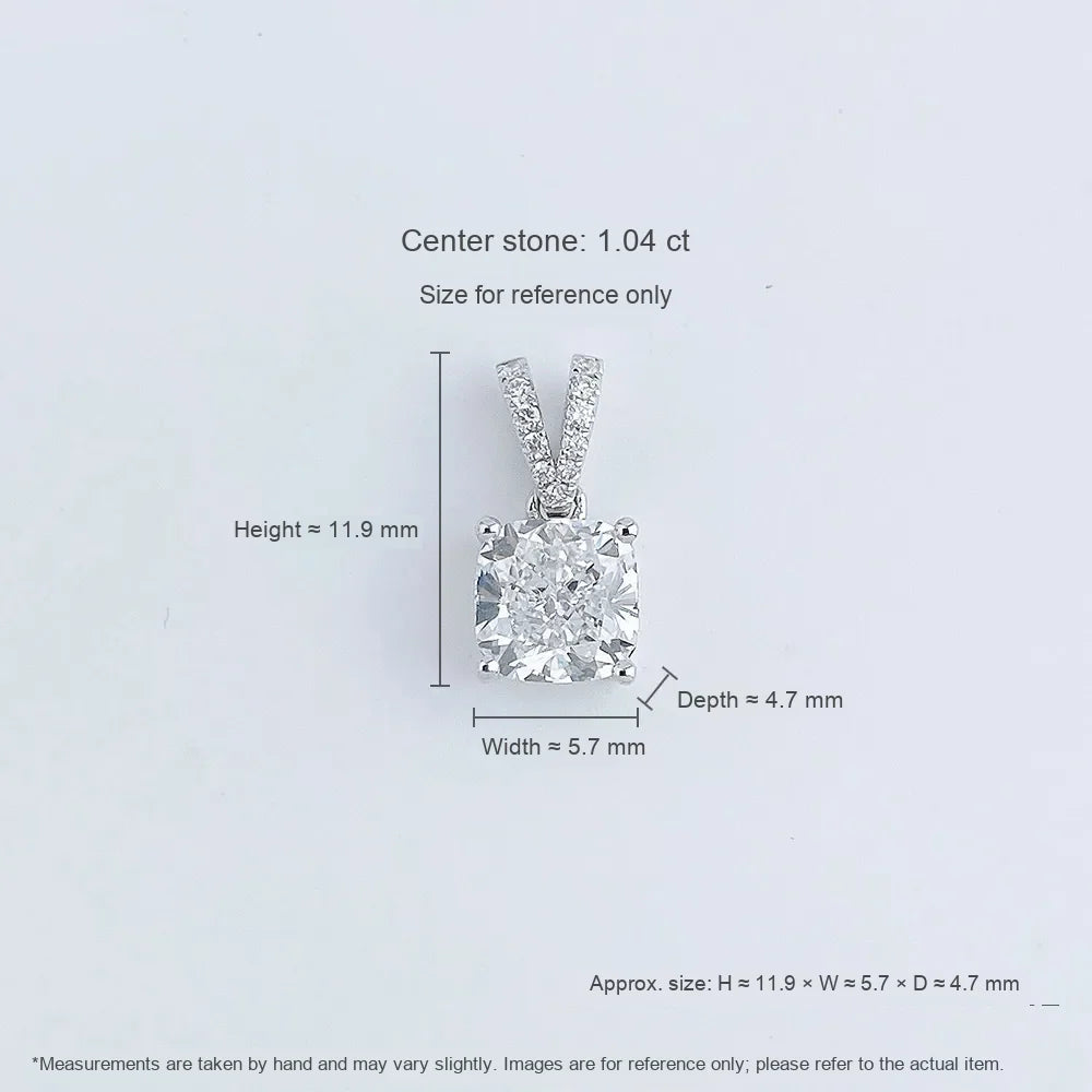 1.04 ct Princess-Cut Lab-Grown Diamond Pendant in 18K White Gold