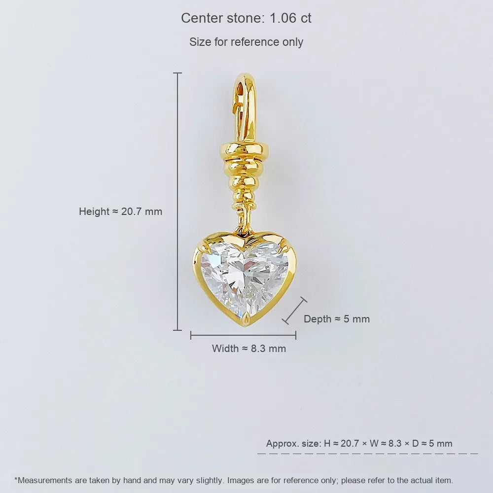 1.04 ct Three-Prong Heart-Cut Lab-Grown Diamond Pendant in 18K Yellow Gold