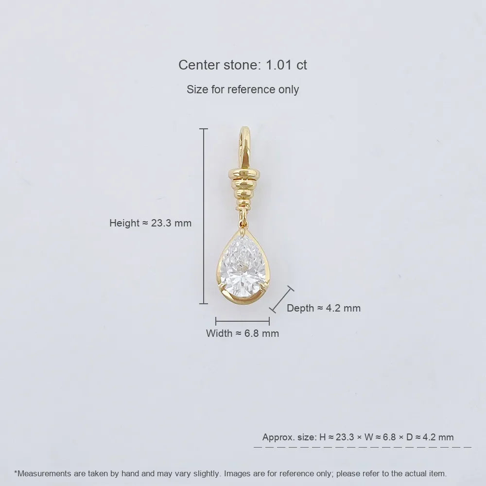 1.02 ct Minimalist Three-Prong Pear-Cut Lab-Grown Diamond Pendant in 18K Yellow Gold