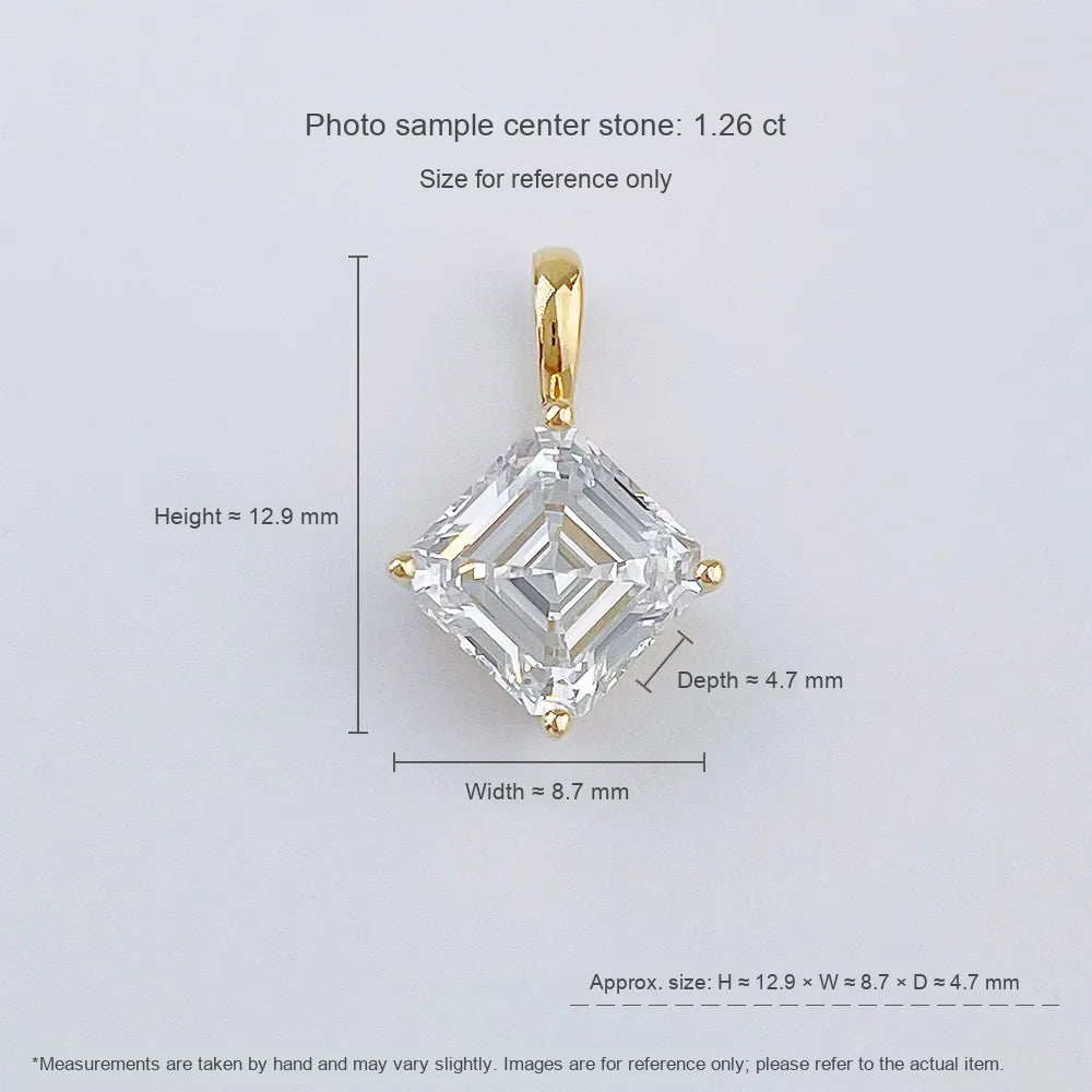 1.11 ct Minimalist Asscher-Cut Lab-Grown Diamond Pendant in 18K Yellow Gold