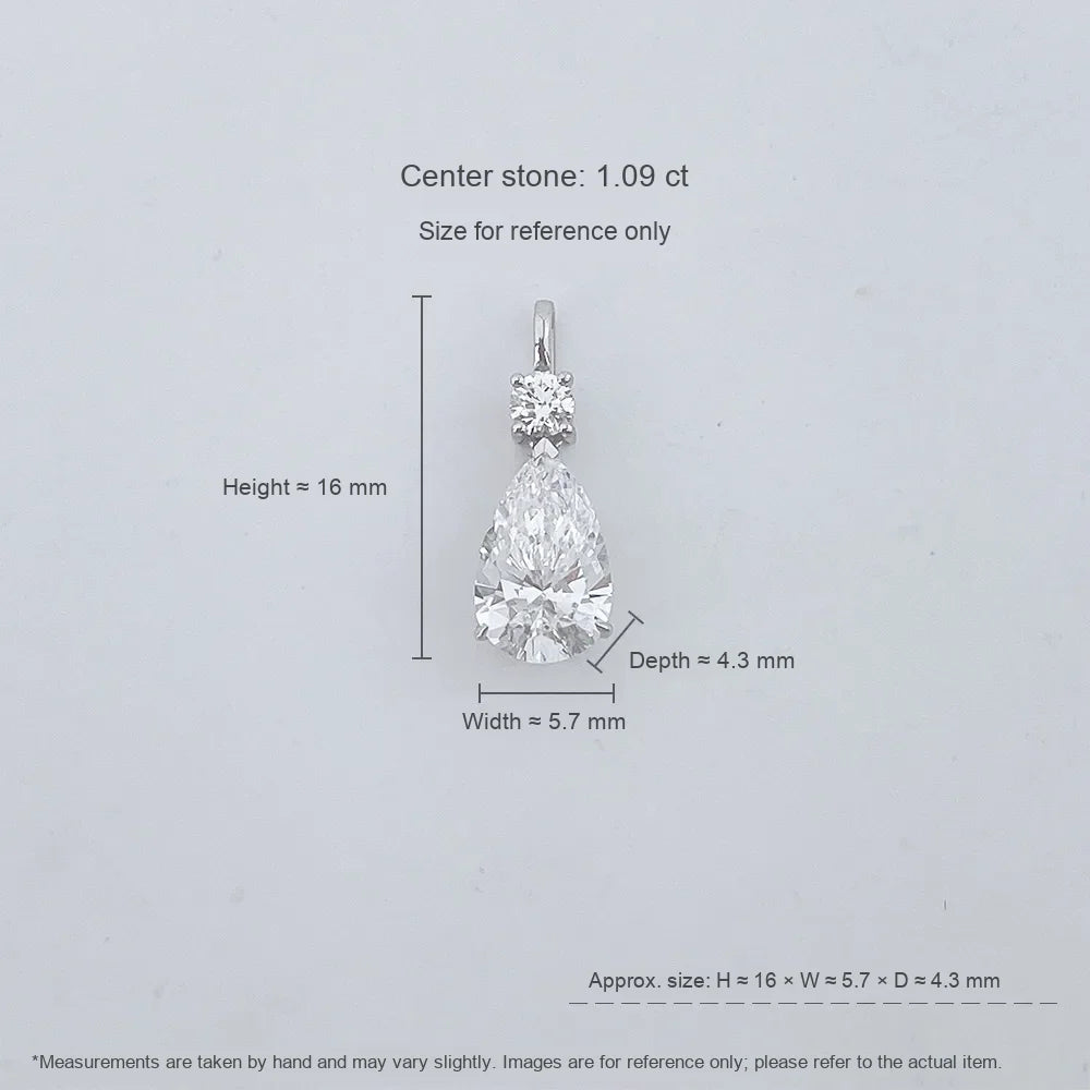 1.01 ct Celestial Three-Prong Pear-Cut Lab-Grown Diamond Pendant in 18K White Gold