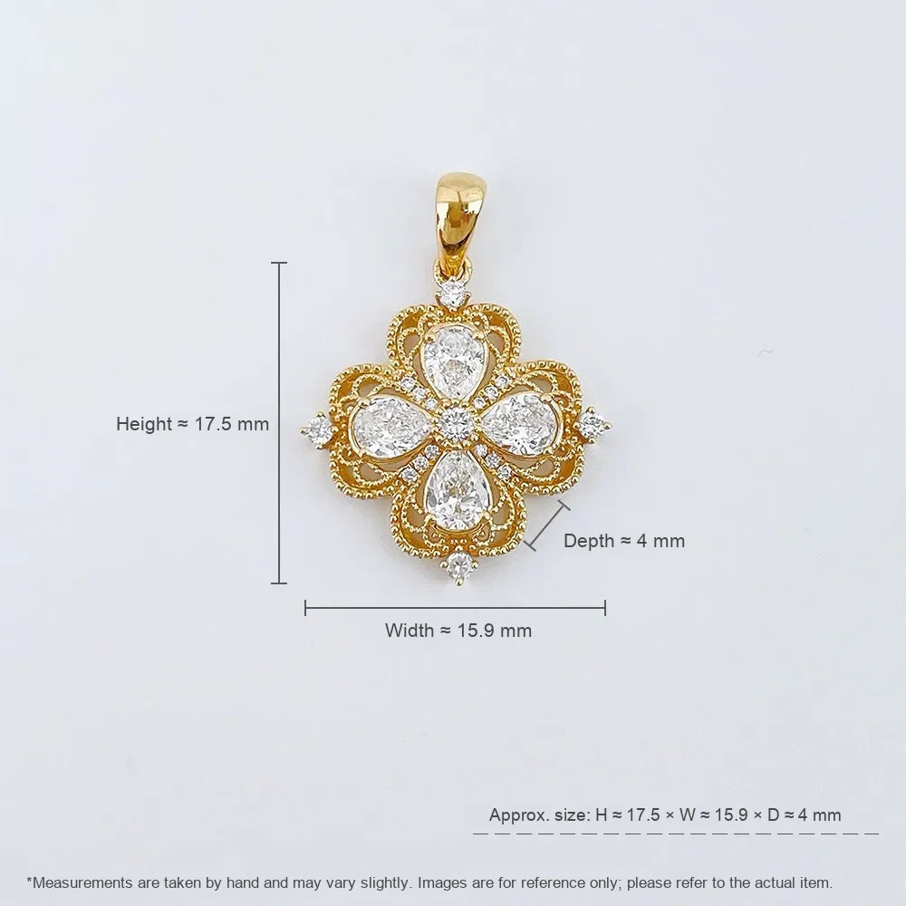 0.66 ctw Four-Leaf Clover Mixed-Cut Lab-Grown Diamond Pendant in 18K Yellow Gold