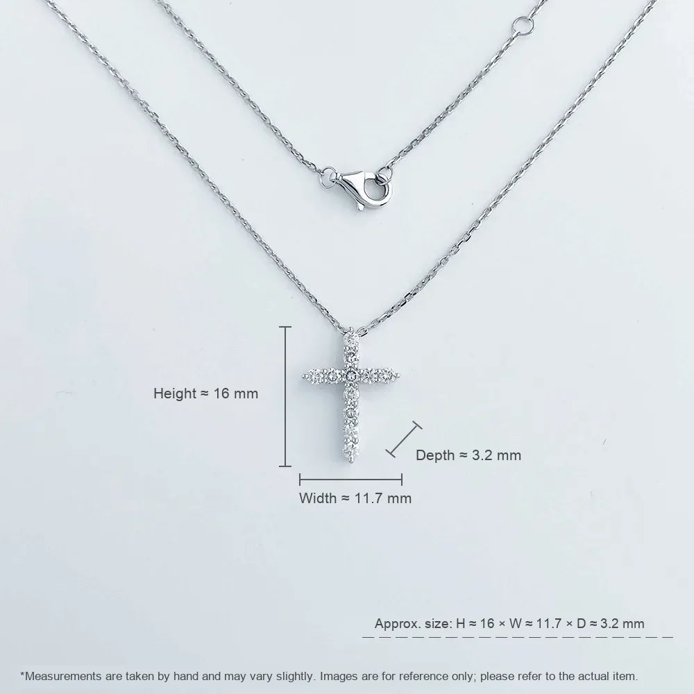 0.24 ctw Cross Round-Cut Lab-Grown Diamond Necklace in 18K White Gold