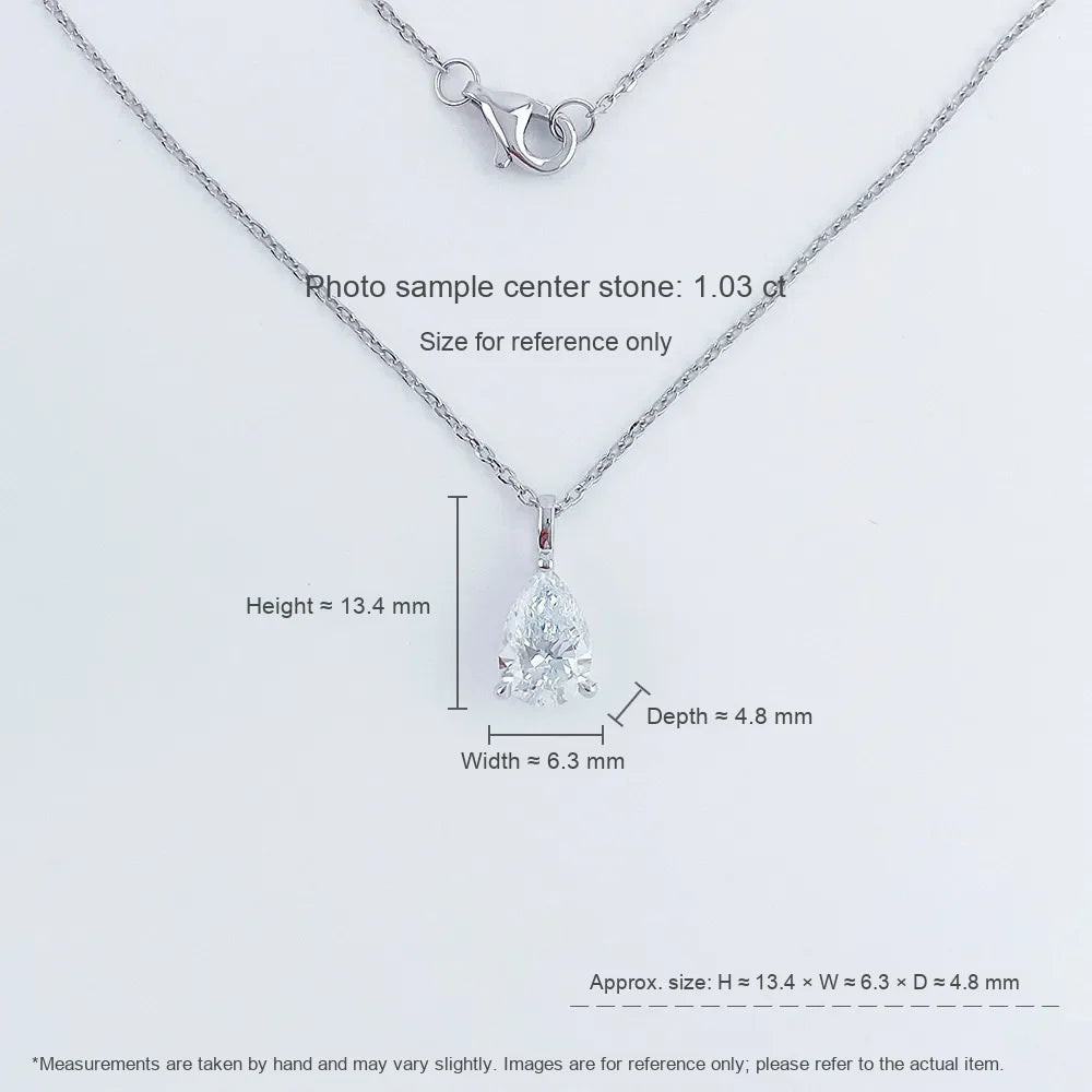 1.15 ct Minimalist Adjustable Pear-Cut Lab-Grown Diamond Necklace in PT950 Platinum – APYPN0004-PT