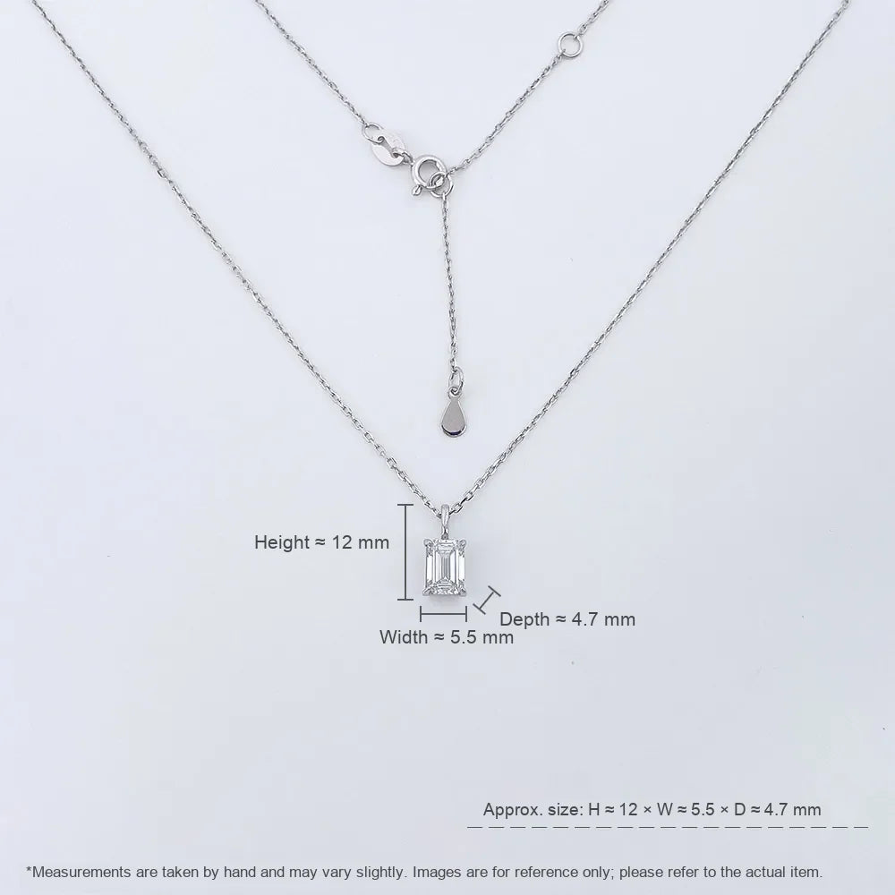 1.02 ct Minimalist Adjustable Emerald-Cut Lab-Grown Diamond Necklace in 925 Sterling Silver