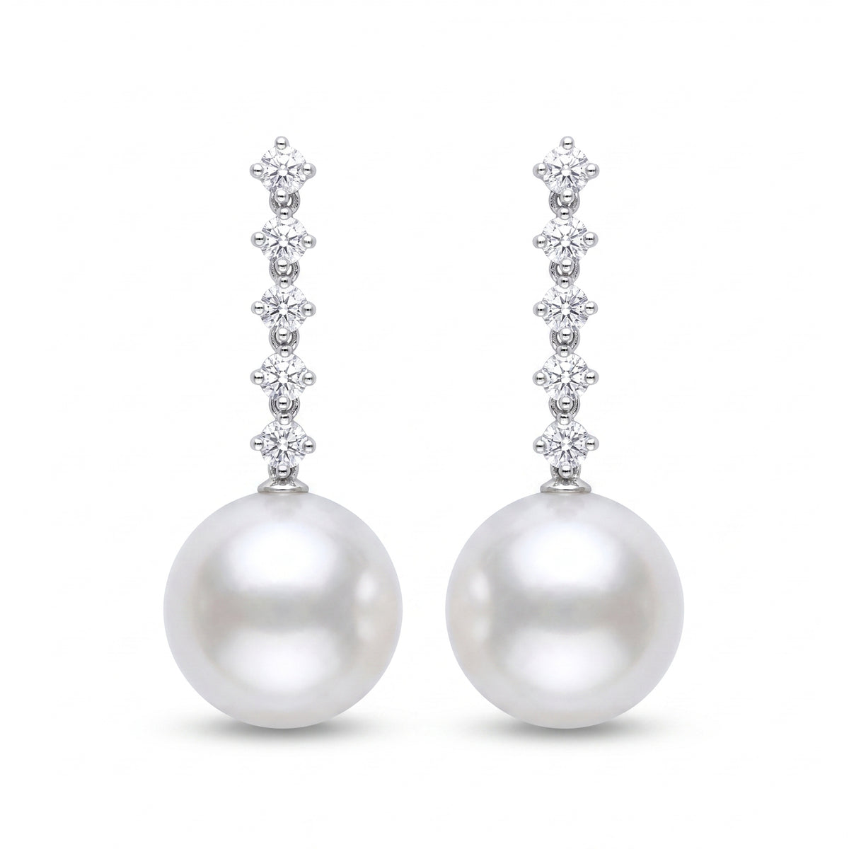 14K Gold Lab Grown Diamond & Freshwater Pearl Drop Earrings