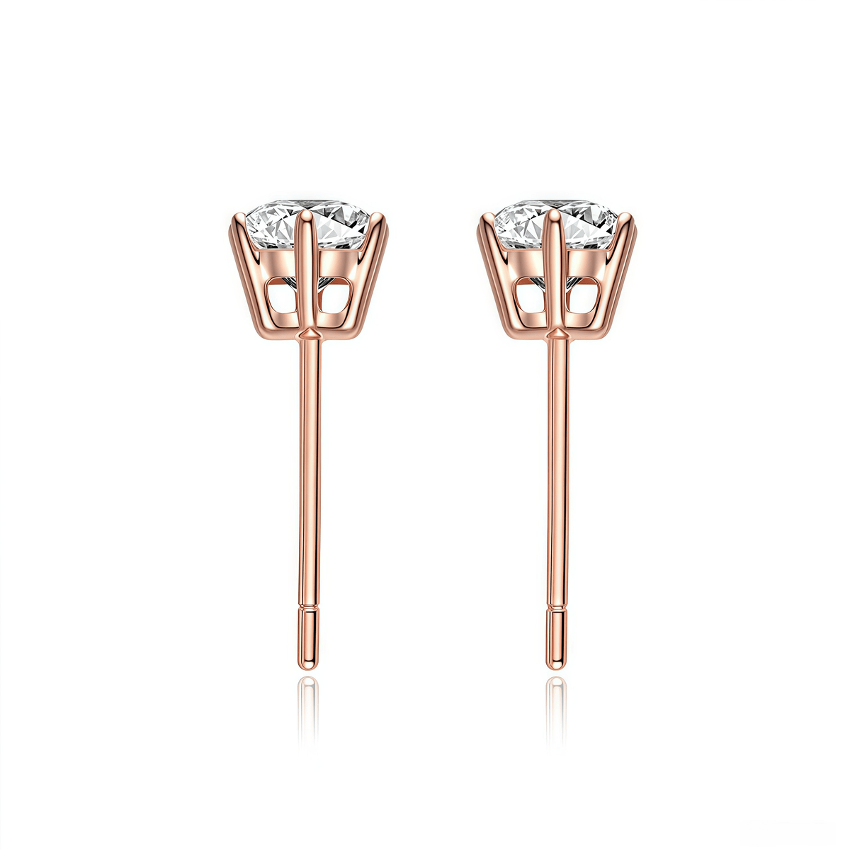 The Classic Six - Prong Diamond Studs - SparkLab Gems