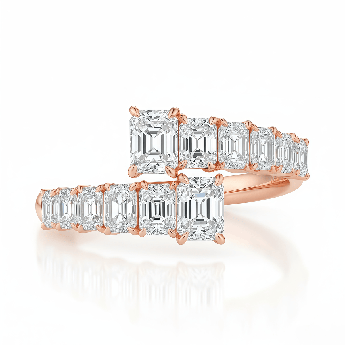The Emerald Cut Spiral Ring - SparkLab Gems