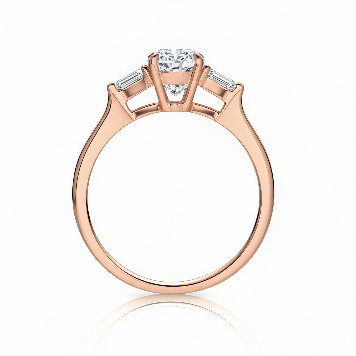 The Oval Three - Stone Baguette Ring - SparkLab Gems