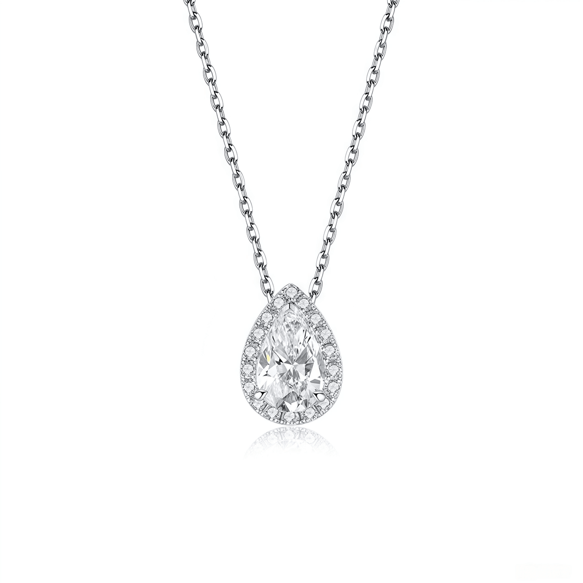 The Pear Halo Diamond Necklace - SparkLab Gems