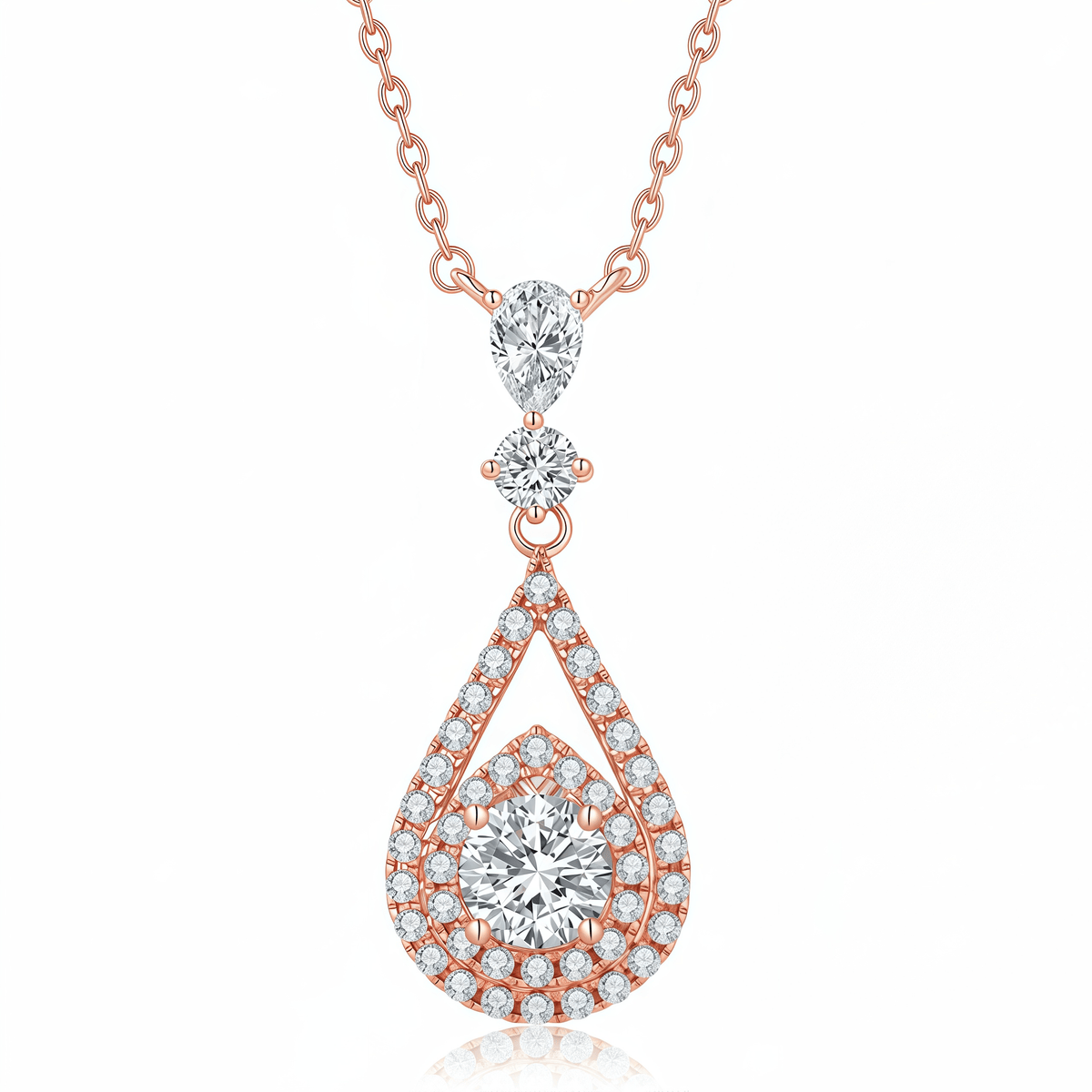 The Royal Pear Halo Drop Necklace - SparkLab Gems
